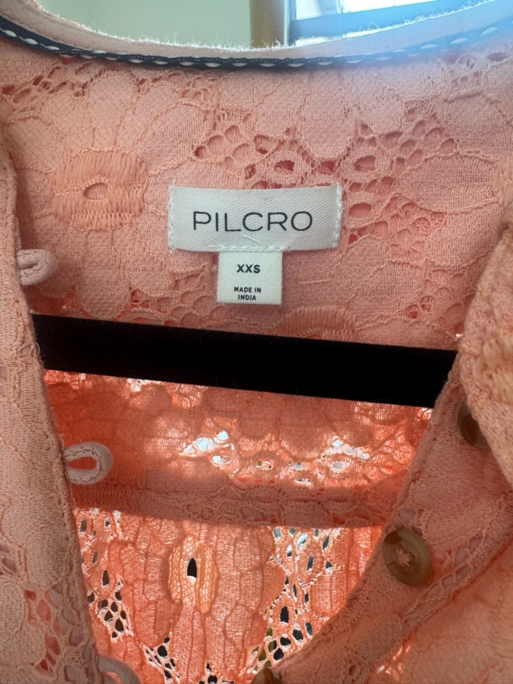 Pilcro Peach Eyelet Button-Front Blouse - Picture 6 of 6